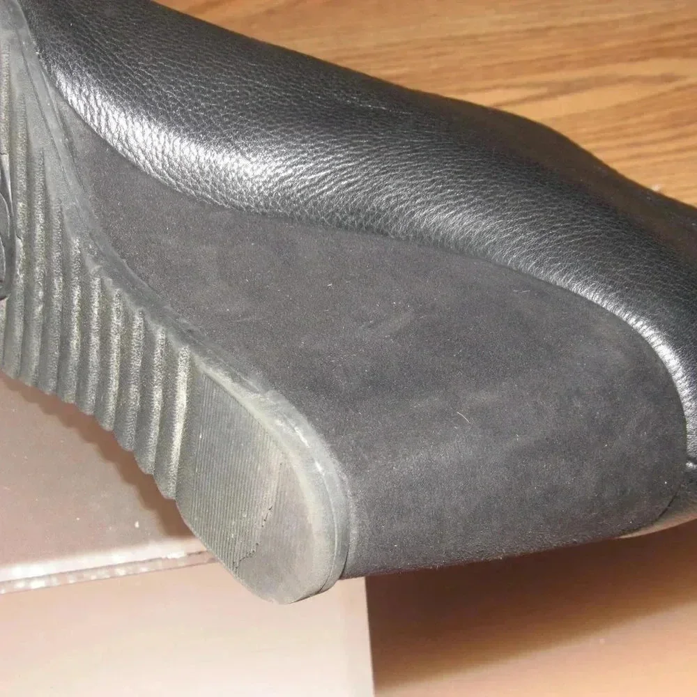 KORKS Haldor Wedge Platform Ankle Black Leather Booties Size 9.5M